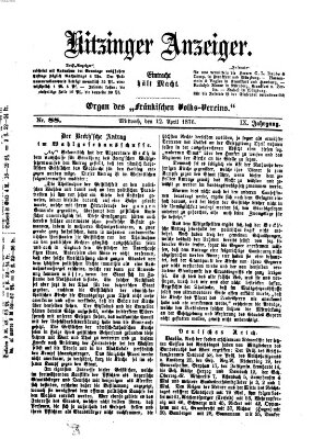 Kitzinger Anzeiger Mittwoch 12. April 1876