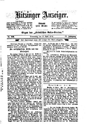 Kitzinger Anzeiger Donnerstag 13. April 1876