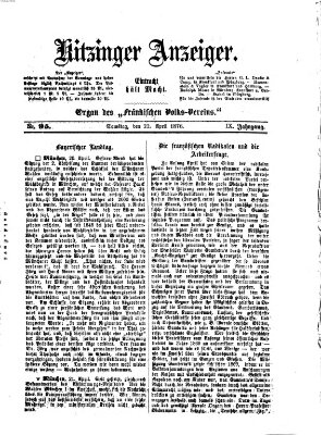 Kitzinger Anzeiger Samstag 22. April 1876