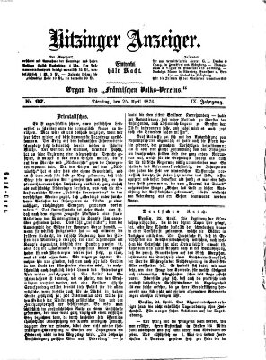 Kitzinger Anzeiger Dienstag 25. April 1876