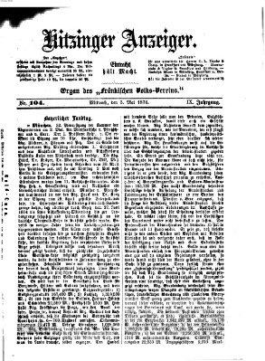 Kitzinger Anzeiger Mittwoch 3. Mai 1876