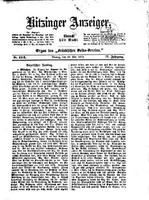 Kitzinger Anzeiger Montag 15. Mai 1876