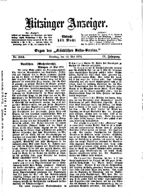 Kitzinger Anzeiger Dienstag 16. Mai 1876