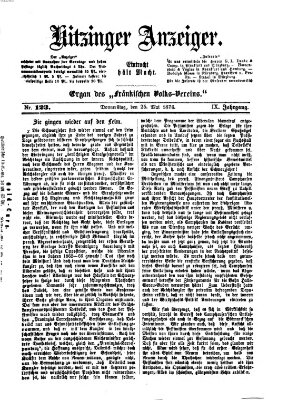 Kitzinger Anzeiger Donnerstag 25. Mai 1876