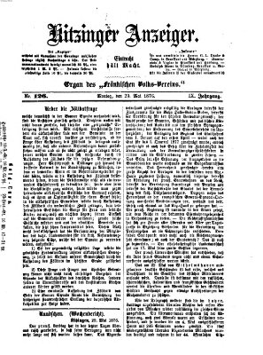 Kitzinger Anzeiger Montag 29. Mai 1876