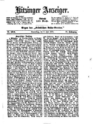 Kitzinger Anzeiger Donnerstag 8. Juni 1876
