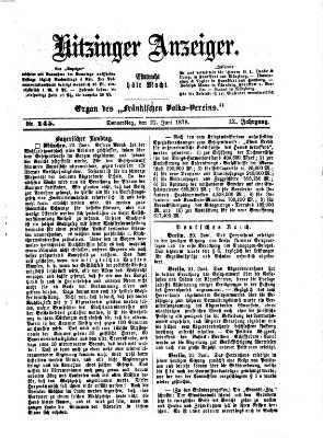 Kitzinger Anzeiger Donnerstag 22. Juni 1876