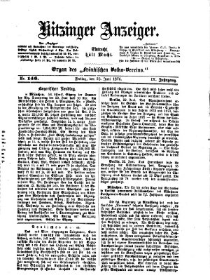 Kitzinger Anzeiger Freitag 23. Juni 1876