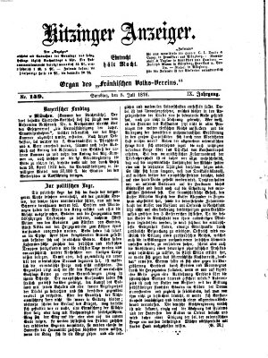 Kitzinger Anzeiger Samstag 8. Juli 1876