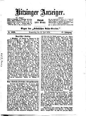 Kitzinger Anzeiger Donnerstag 13. Juli 1876