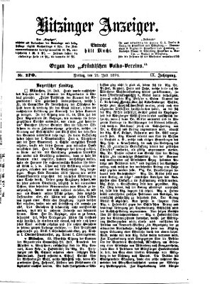 Kitzinger Anzeiger Freitag 21. Juli 1876