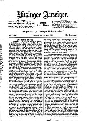 Kitzinger Anzeiger Mittwoch 26. Juli 1876