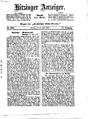 Kitzinger Anzeiger Montag 31. Juli 1876