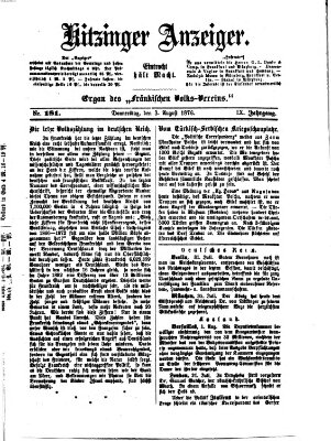 Kitzinger Anzeiger Donnerstag 3. August 1876