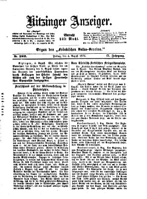 Kitzinger Anzeiger Freitag 4. August 1876