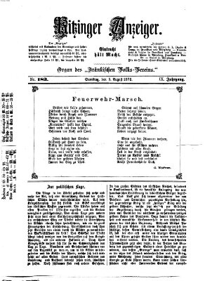 Kitzinger Anzeiger Samstag 5. August 1876