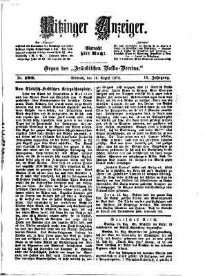 Kitzinger Anzeiger Mittwoch 16. August 1876