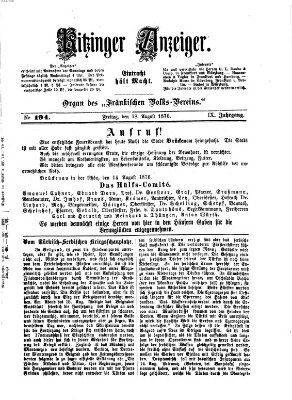 Kitzinger Anzeiger Freitag 18. August 1876