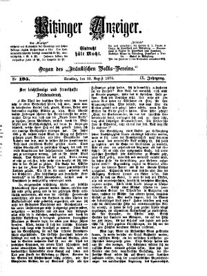 Kitzinger Anzeiger Samstag 19. August 1876