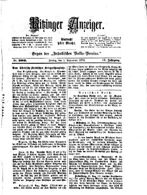 Kitzinger Anzeiger Freitag 1. September 1876