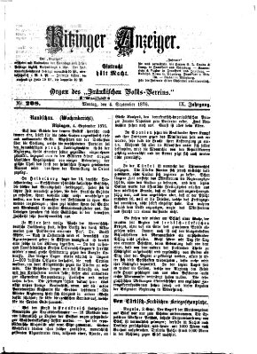 Kitzinger Anzeiger Montag 4. September 1876