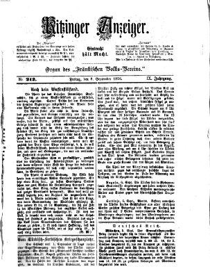 Kitzinger Anzeiger Freitag 8. September 1876