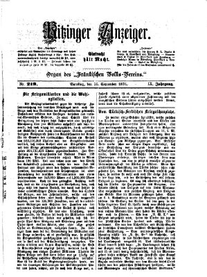 Kitzinger Anzeiger Samstag 16. September 1876