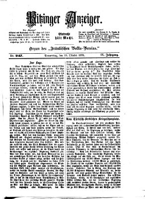 Kitzinger Anzeiger Donnerstag 19. Oktober 1876