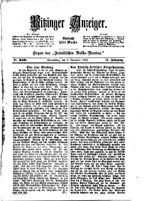 Kitzinger Anzeiger Donnerstag 2. November 1876