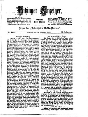 Kitzinger Anzeiger Samstag 16. Dezember 1876