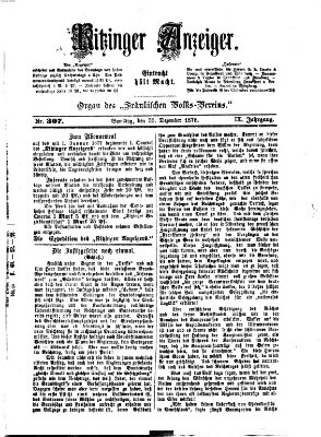 Kitzinger Anzeiger Samstag 30. Dezember 1876