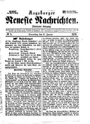 Augsburger neueste Nachrichten Donnerstag 6. Januar 1876