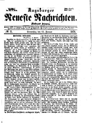 Augsburger neueste Nachrichten Donnerstag 13. Januar 1876