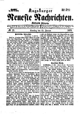 Augsburger neueste Nachrichten Samstag 15. Januar 1876