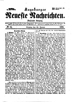 Augsburger neueste Nachrichten Sonntag 16. Januar 1876