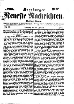 Augsburger neueste Nachrichten Mittwoch 19. Januar 1876