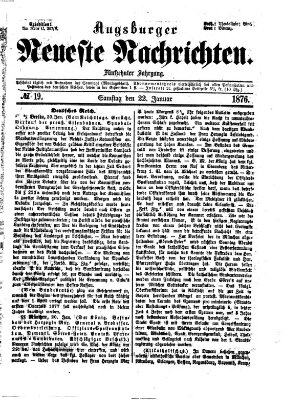 Augsburger neueste Nachrichten Samstag 22. Januar 1876