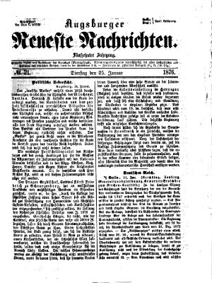 Augsburger neueste Nachrichten Dienstag 25. Januar 1876