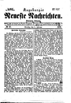 Augsburger neueste Nachrichten Dienstag 1. Februar 1876