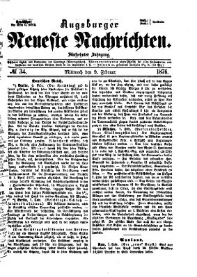 Augsburger neueste Nachrichten Mittwoch 9. Februar 1876