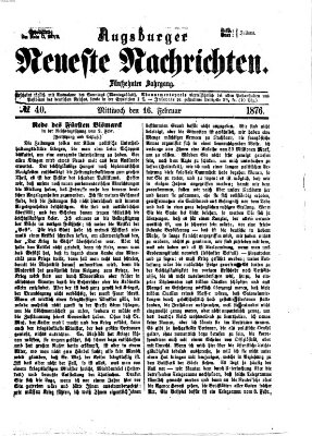 Augsburger neueste Nachrichten Mittwoch 16. Februar 1876