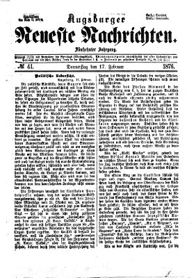 Augsburger neueste Nachrichten Donnerstag 17. Februar 1876