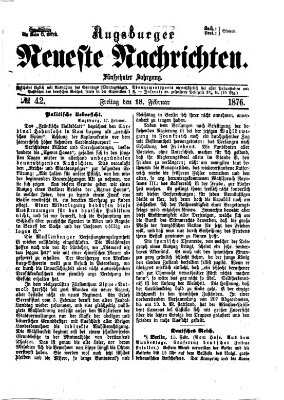 Augsburger neueste Nachrichten Freitag 18. Februar 1876