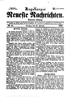 Augsburger neueste Nachrichten Dienstag 22. Februar 1876