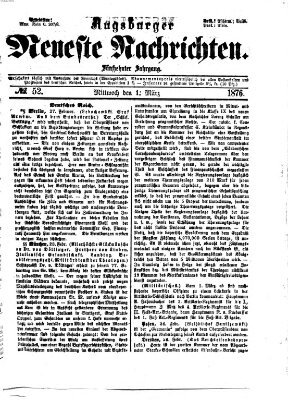 Augsburger neueste Nachrichten Mittwoch 1. März 1876