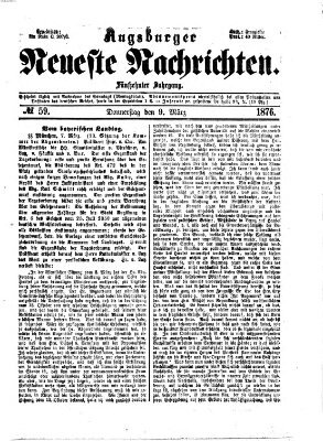 Augsburger neueste Nachrichten Donnerstag 9. März 1876