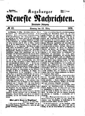 Augsburger neueste Nachrichten Sonntag 12. März 1876