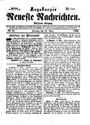 Augsburger neueste Nachrichten Sonntag 19. März 1876