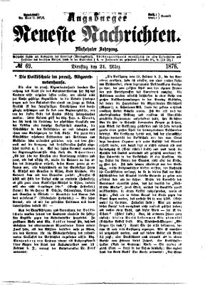 Augsburger neueste Nachrichten Dienstag 21. März 1876