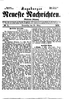 Augsburger neueste Nachrichten Donnerstag 23. März 1876